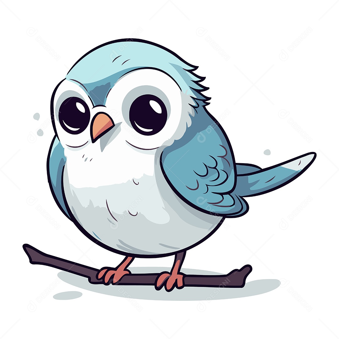 Pássaro Fofo de Desenho Animado Ilustração Vetor EPS