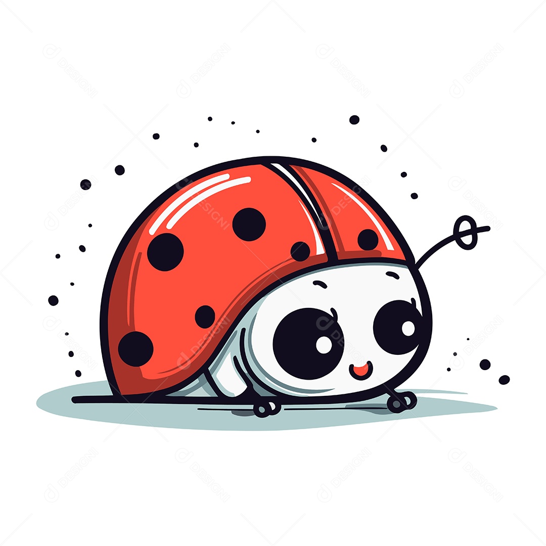 Joaninha de Desenho Animado Ilustração Vetor EPS