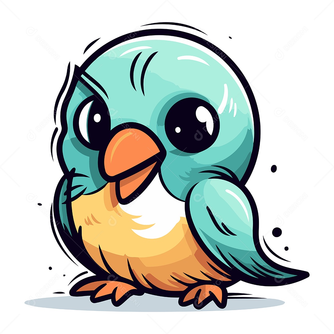 Pássaro Azul de Desenho Animado Ilustração Vetor EPS