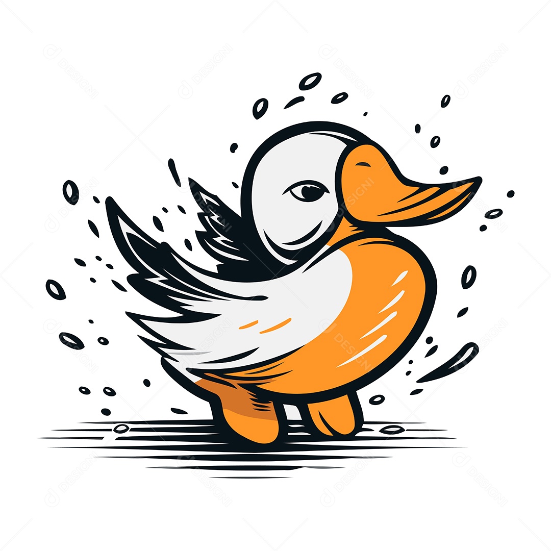 Pato de Desenho Animado Ilustração Vetor EPS