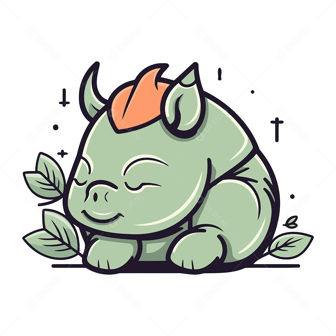 Rinoceronte de Desenho Animado Ilustração Vetor EPS