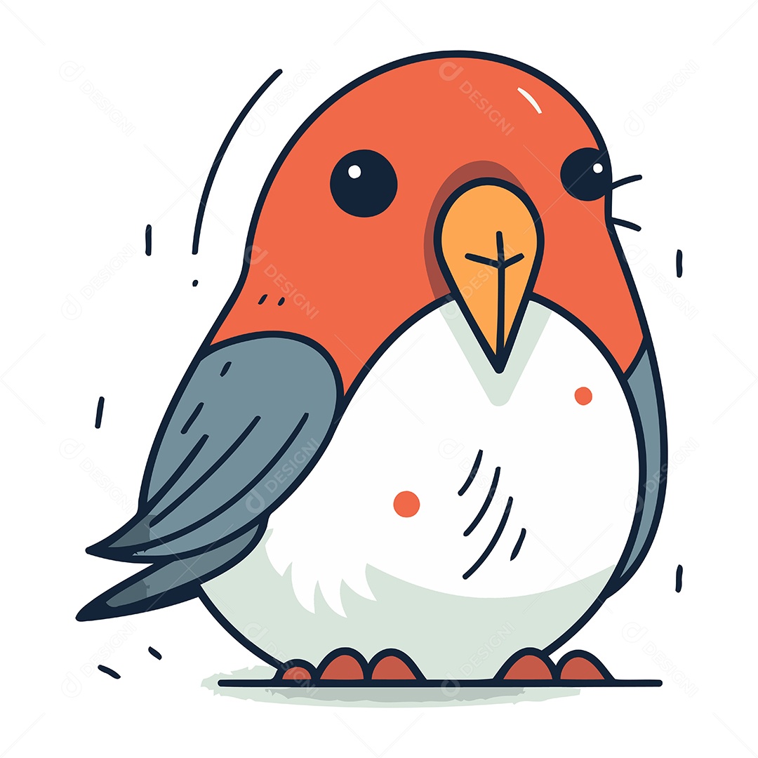 Pássaro Fofo de Desenho Animado Ilustração Vetor EPS