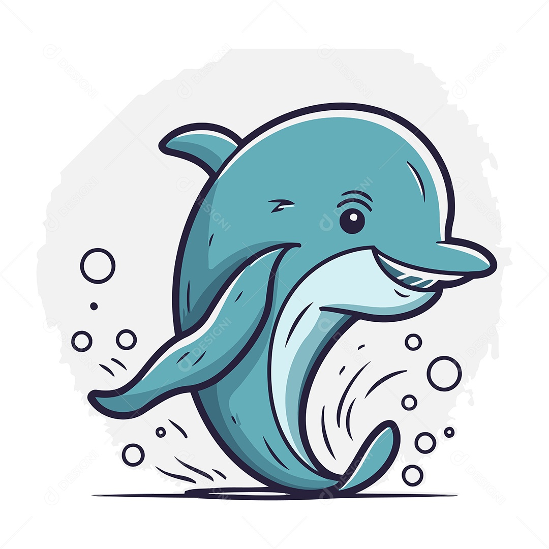 Golfinho de Desenho Animado Ilustração Vetor EPS