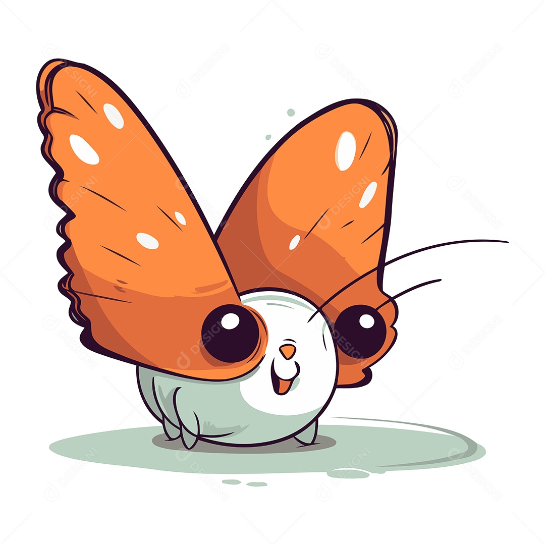 Borboleta Fofa de Desenho Animado Ilustração Vetor EPS