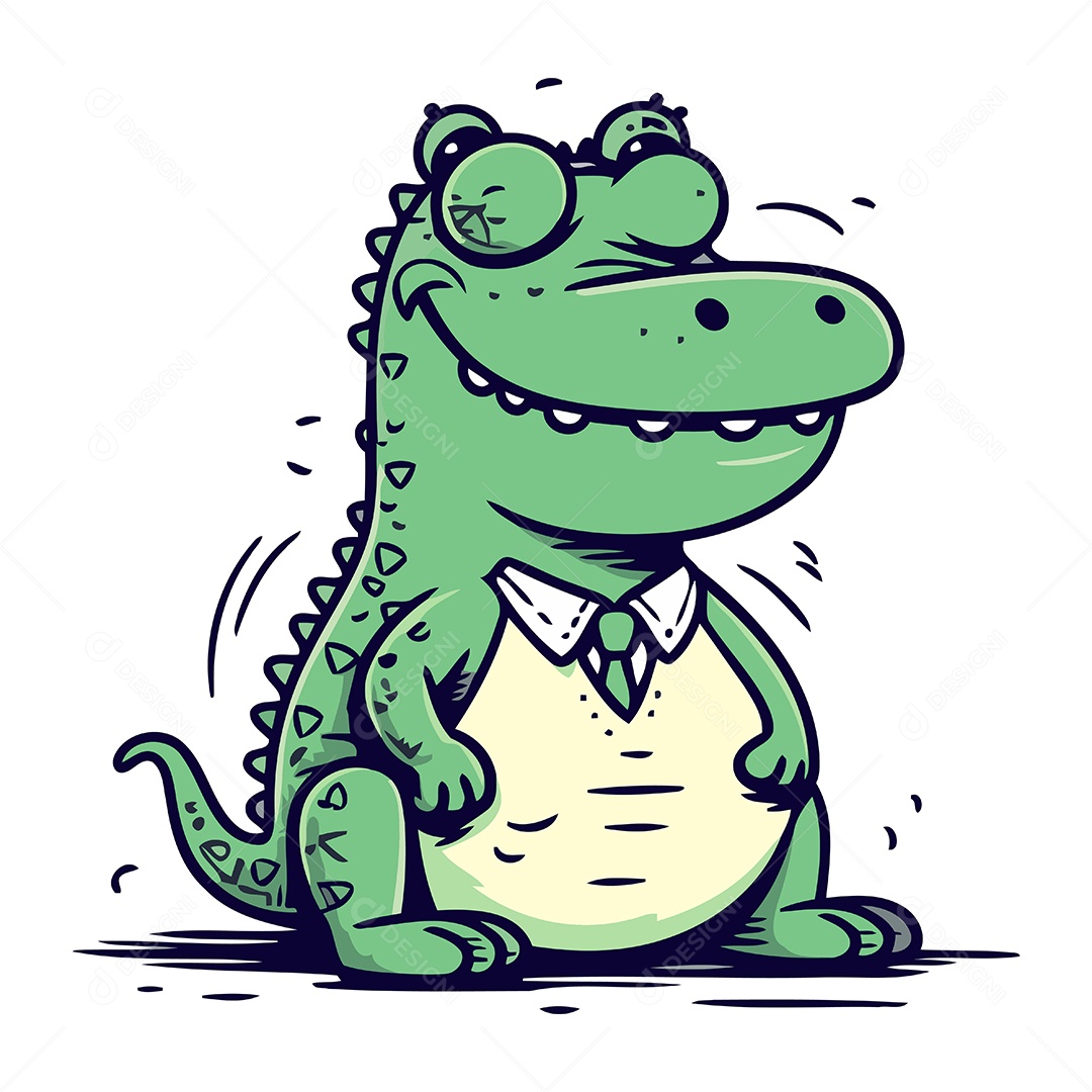 Crocodilo de Terno e Gravata de Desenho Animado Ilustração Vetor EPS