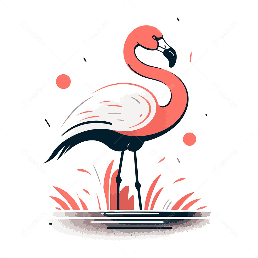 Flamingo de Desenho Animado Ilustração Vetor EPS