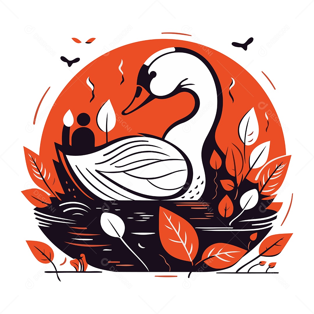 Cisne de Desenho Animado Ilustração Vetor EPS