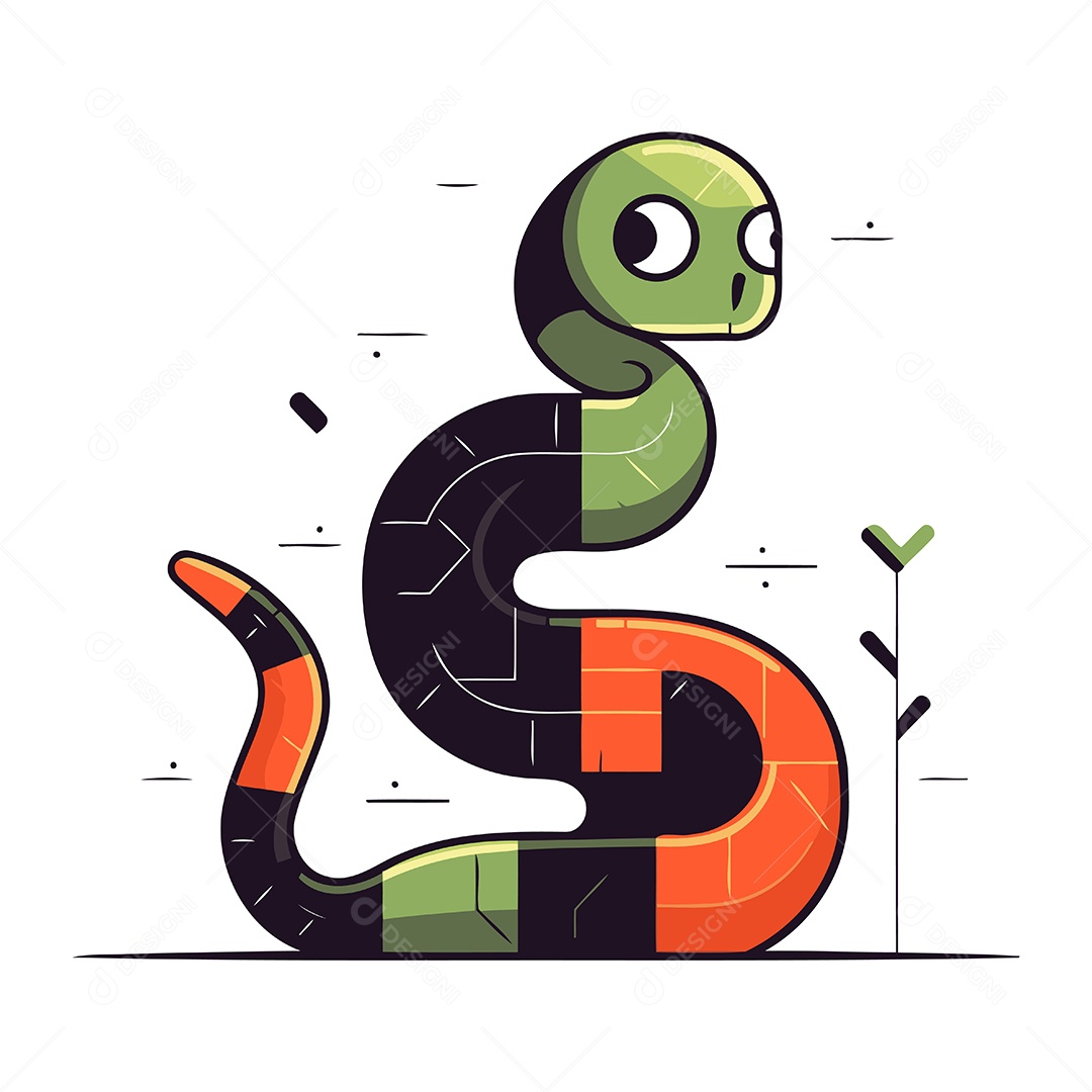 Cobra Fofa de Desenho Animado Ilustração Vetor EPS