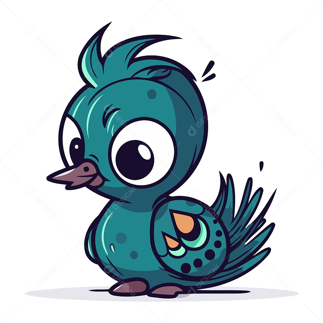 Pássaro Bonito de Desenho Animado Ilustração Vetor EPS