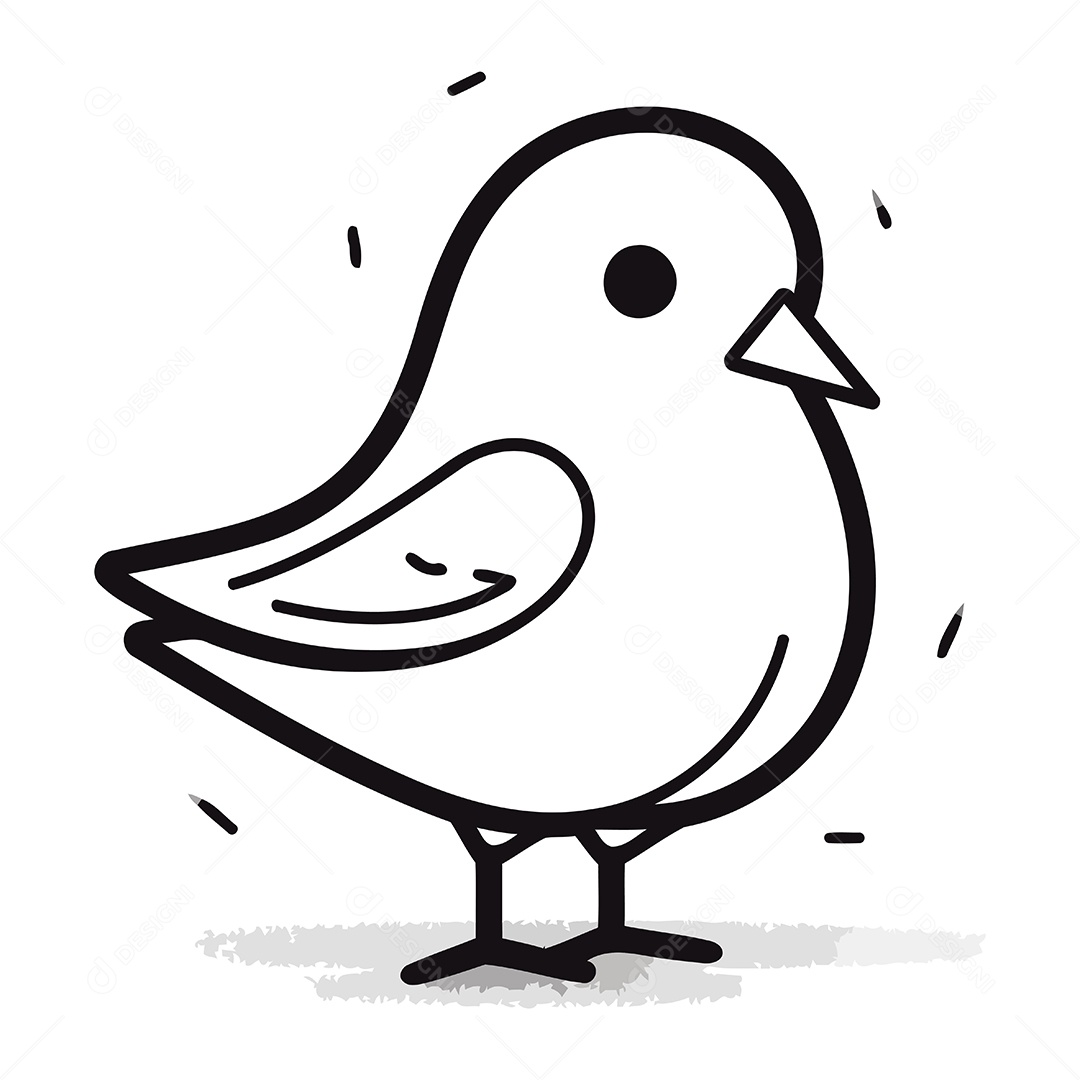 Pássaro Fofo de Desenho Animado Ilustração Vetor EPS