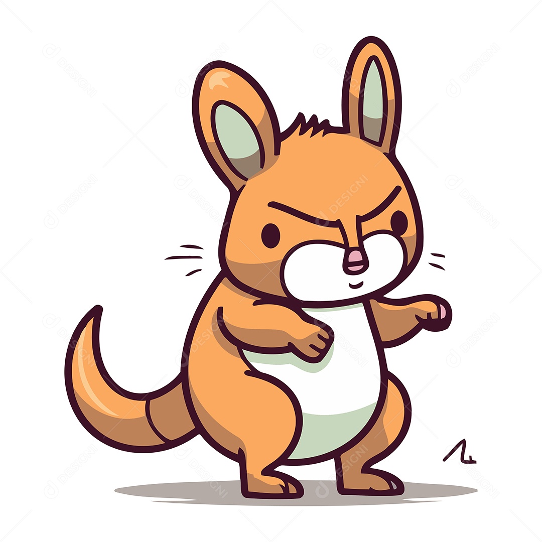 Canguru Fofo de Desenho Animado Ilustração Vetor EPS
