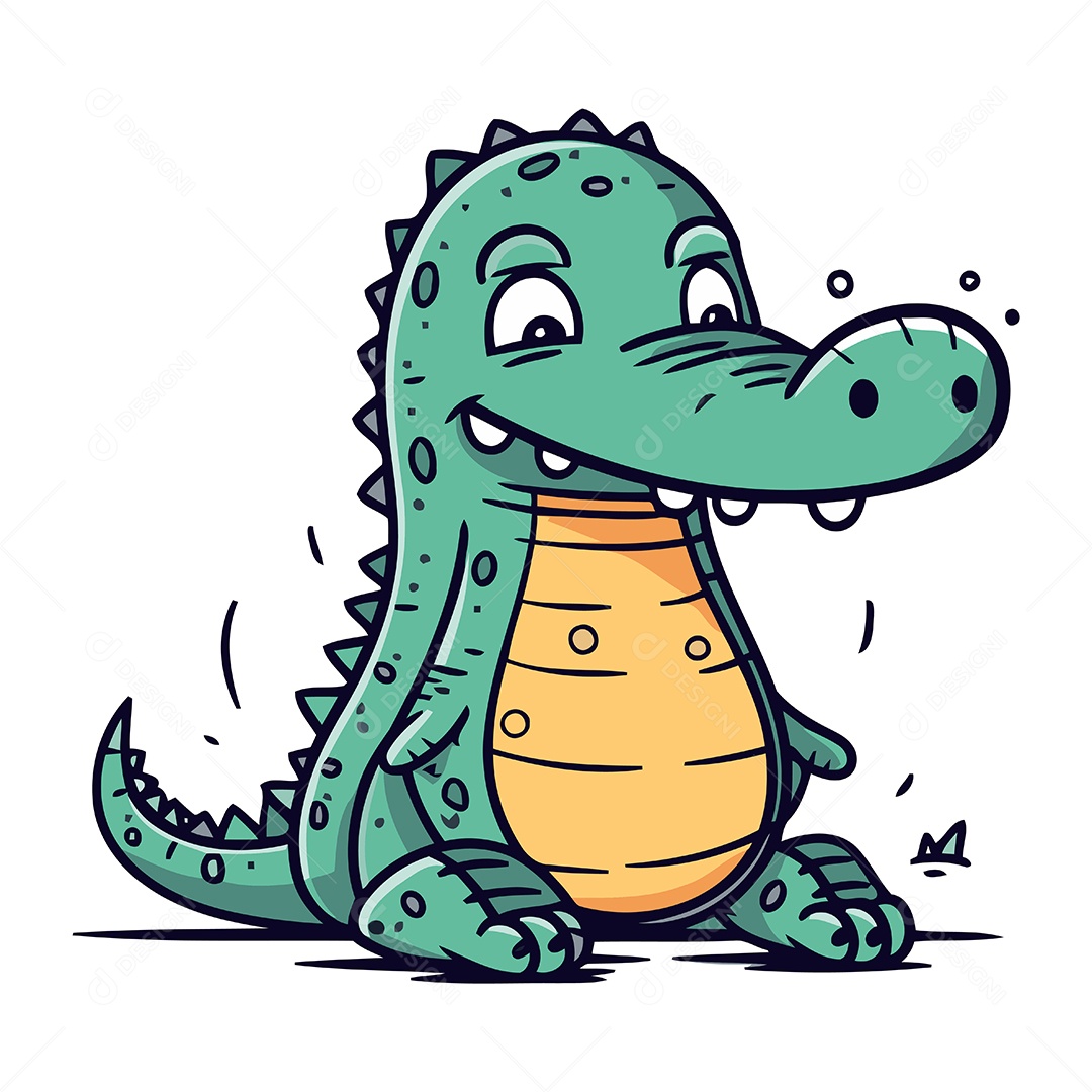 Crocodilo de Desenho Animado Ilustração Vetor EPS
