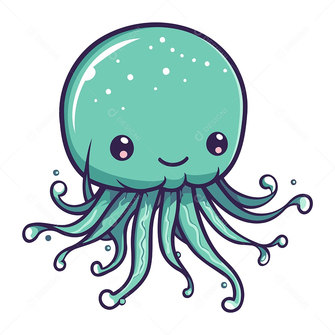 Polvo Bonito de Desenho Animado Ilustração Vetor EPS
