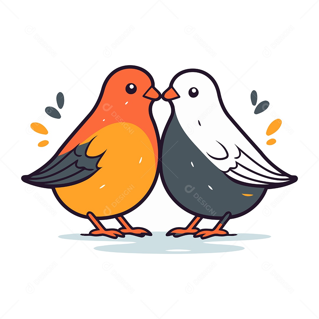 Pássaros Fofos de Desenho Animado Ilustração Vetor EPS