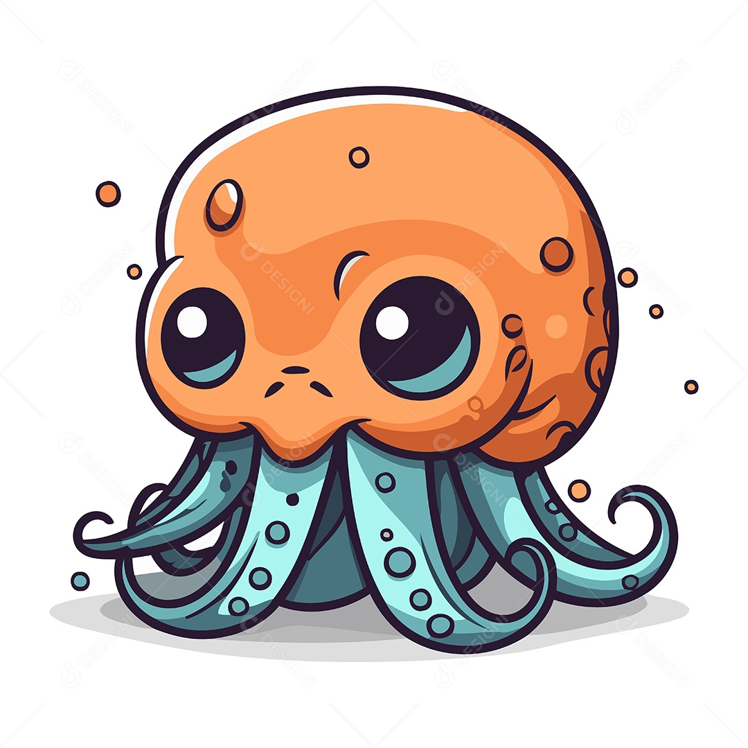 Polvo Fofo de Desenho Animado Ilustração Vetor EPS