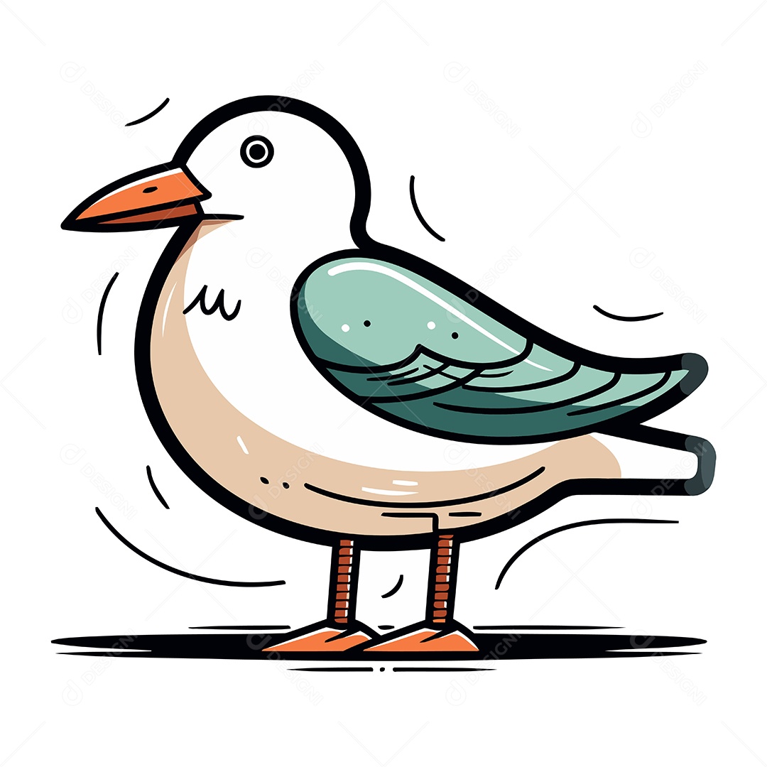Gaivota de Desenho Animado Ilustração Vetor EPS
