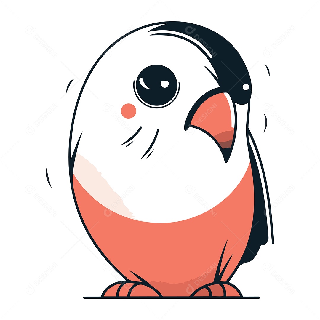 Pinguim Bonito de Desenho Animado Ilustração Vetor EPS