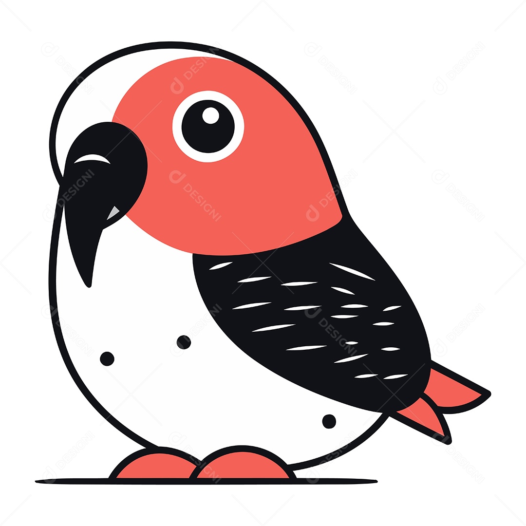 Papagaio Fofo de Desenho Animado Ilustração Vetor EPS