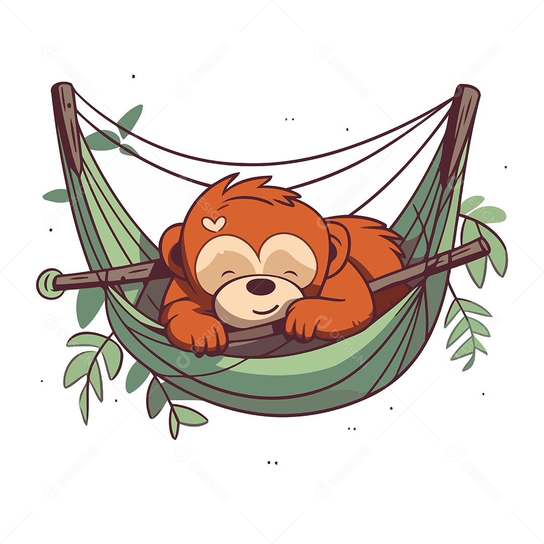 Macaco Bonito de Desenho Animado Ilustração Vetor EPS