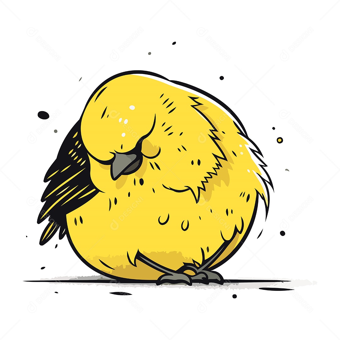 Pássaro Amarelo de Desenho Animado Ilustração Vetor EPS
