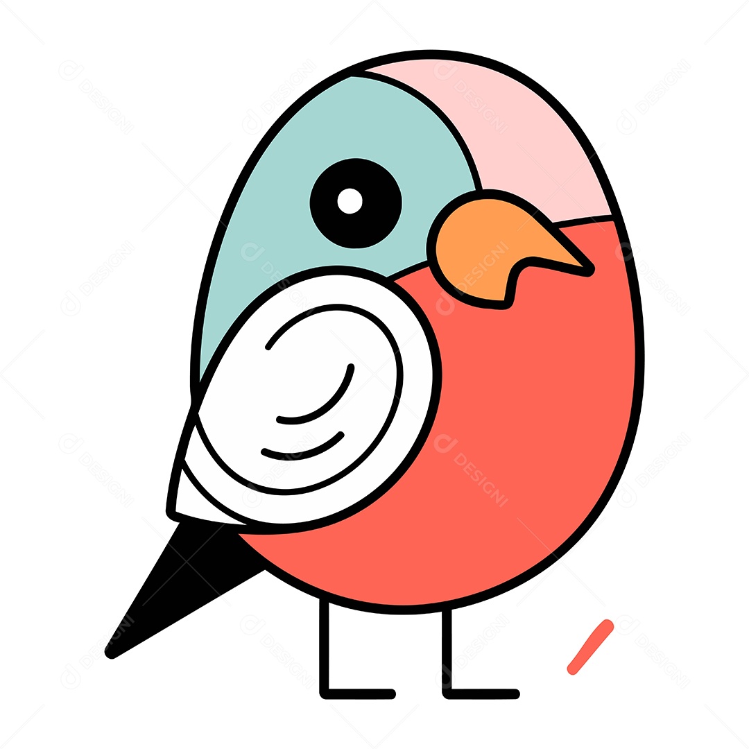 Pássaro Dom Fafe Fofo de Desenho Animado Ilustração Vetor EPS