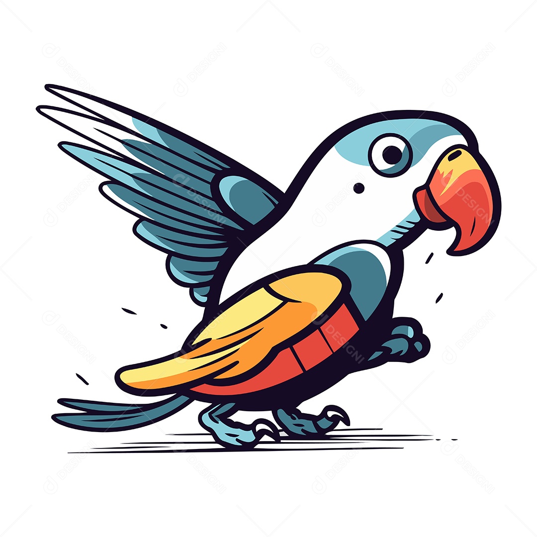 Pássaro Papagaio de Desenho Animado Ilustração Vetor EPS