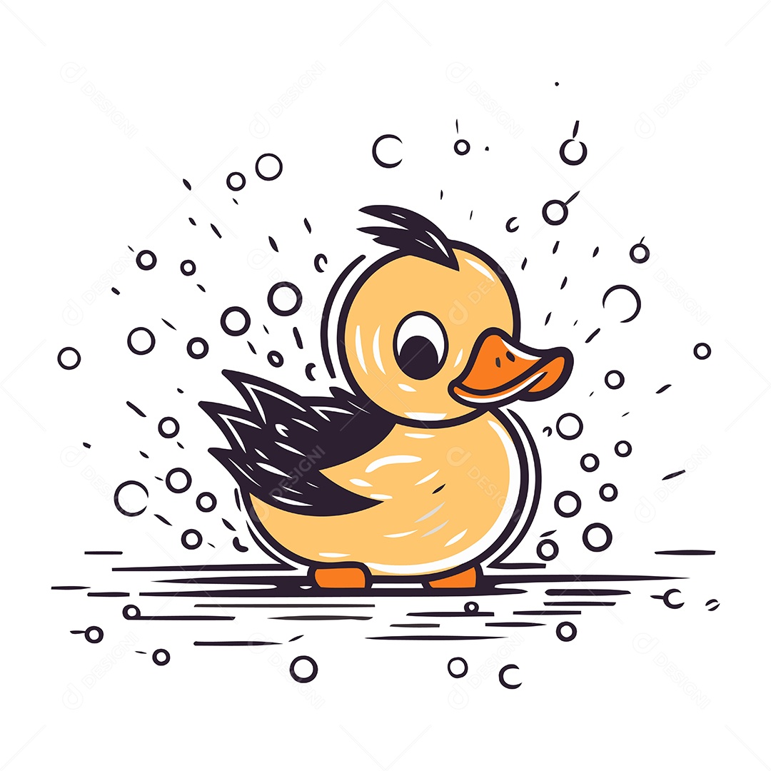 Patinho Bebê de Desenho Animado Ilustração Vetor EPS