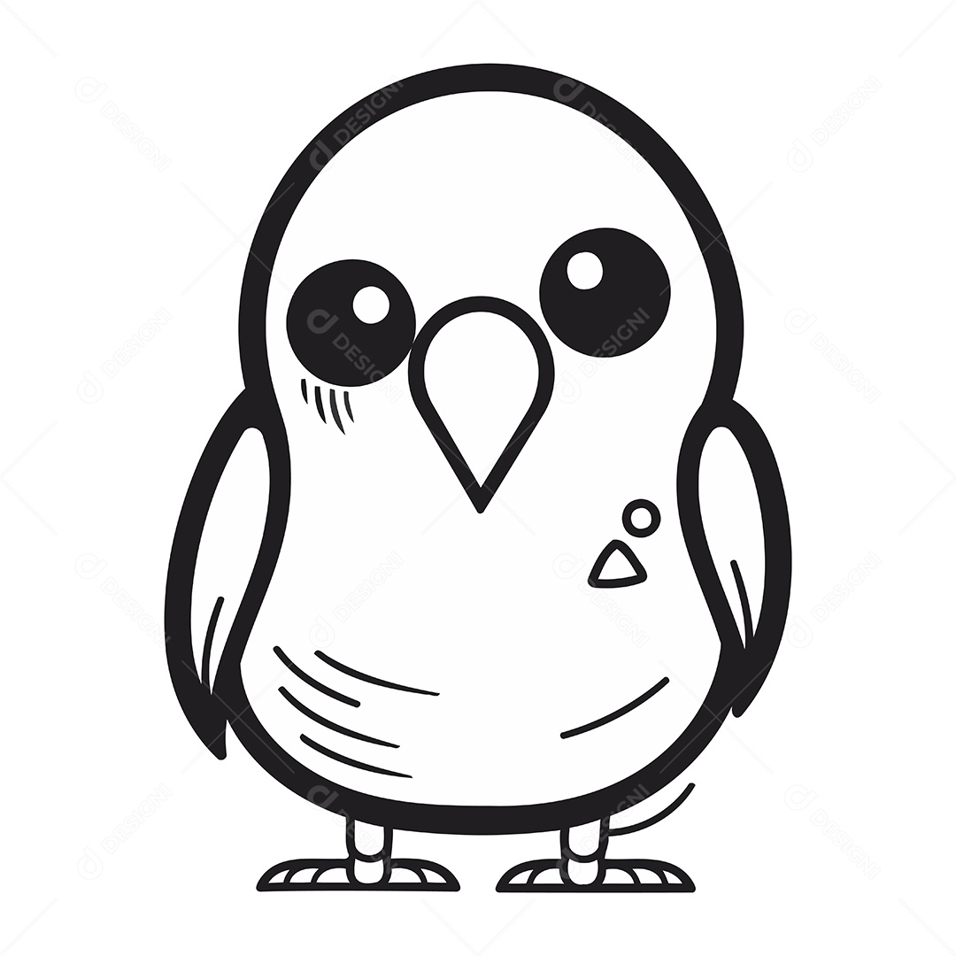 Pássaro Papagaio Fofo de Desenho Animado Ilustração Vetor EPS