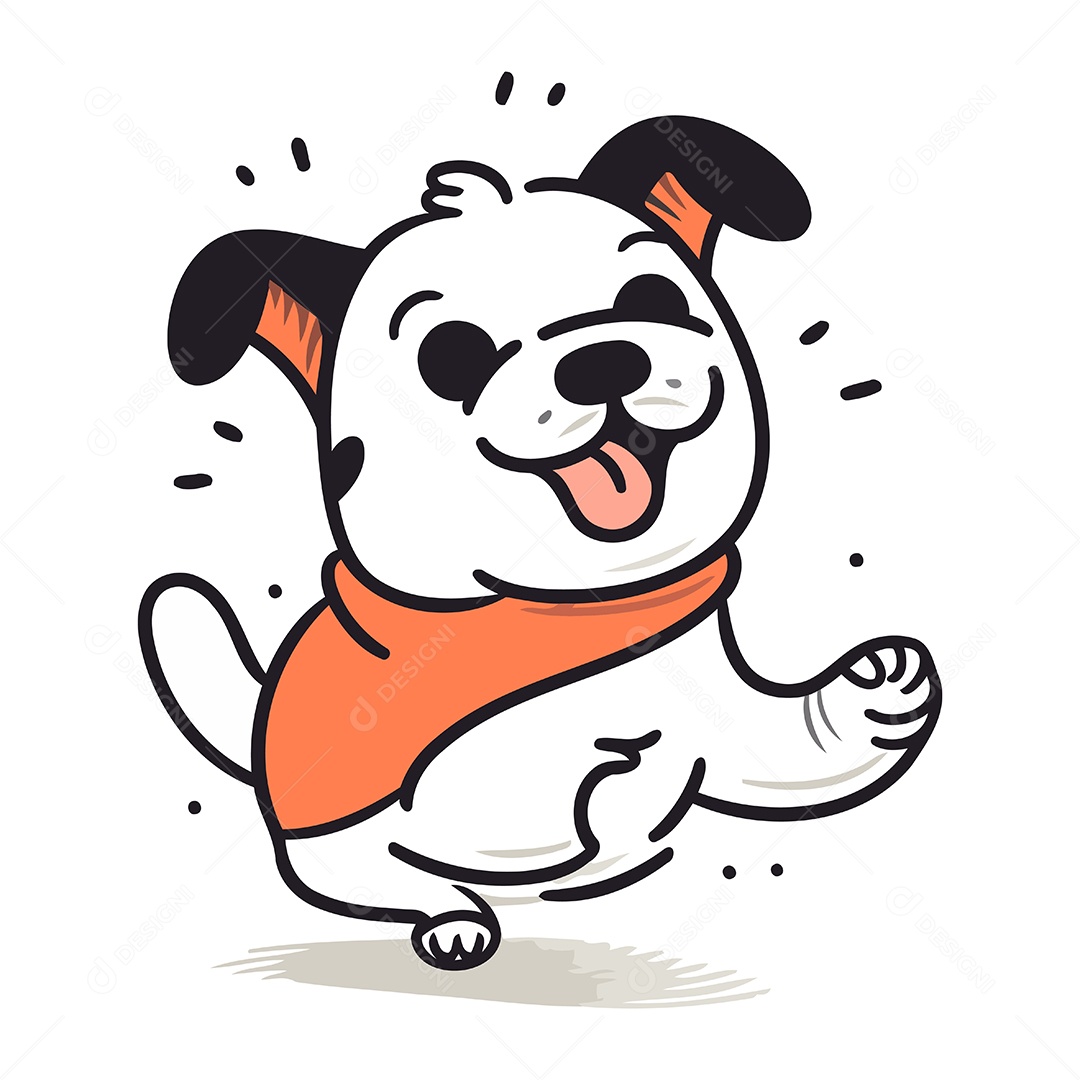 Cão Pug Fofo de Desenho Animado Ilustração Vetor EPS