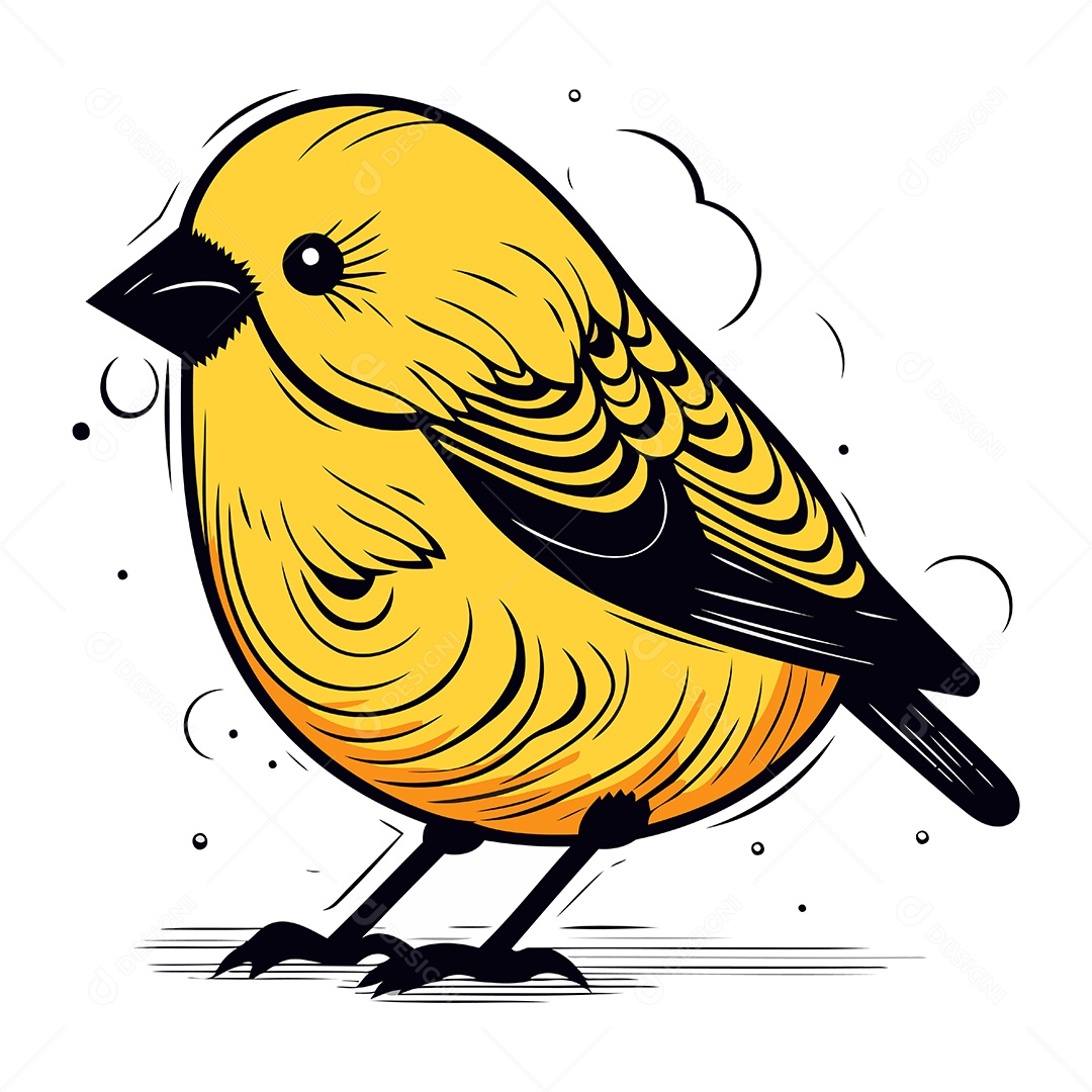Pássaro Dom Fafe  Amarelo de Desenho Animado Ilustração Vetor EPS