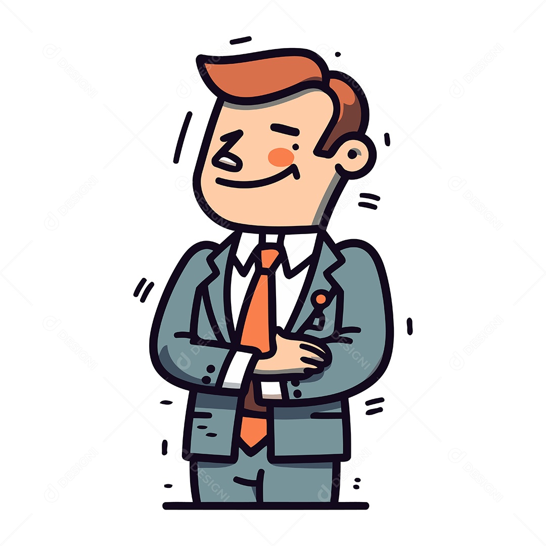 Personagem Empresário Sorridente de Desenho Animado Ilustração Vetor EPS