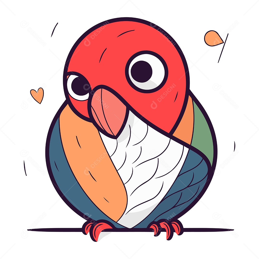 Papagaio Fofo de Desenho Animado Ilustração Vetor EPS
