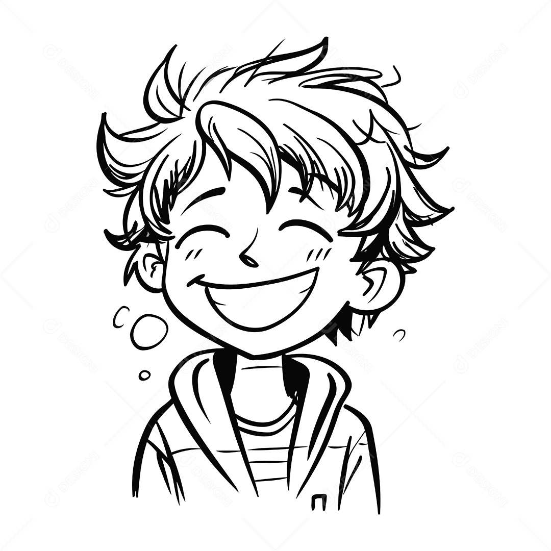 Menino Sorridente de Desenho Animado Ilustração Vetor EPS