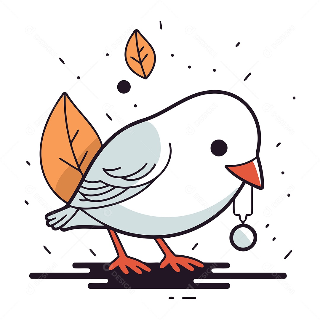 Pássaro Bonito de Desenho Animado Ilustração Vetor EPS