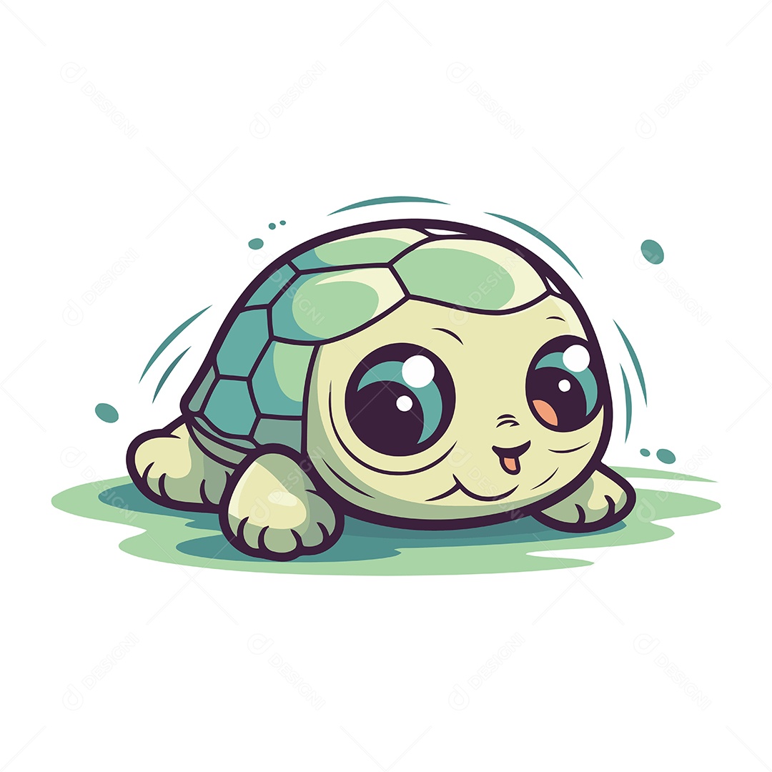 Tartaruga de Desenho Animado Ilustração Vetor EPS
