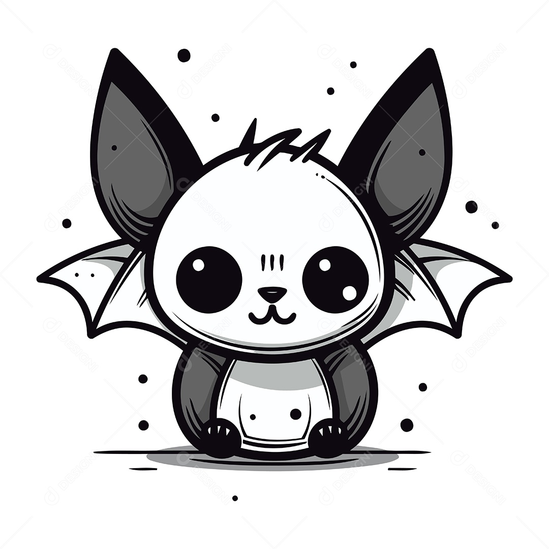 Morcego Bonito de Desenho Animado Ilustração Vetor EPS