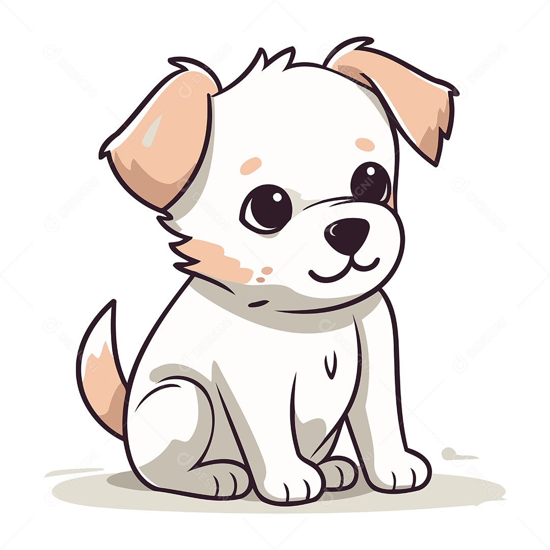 Cachorro Bonito de Desenho Animado Ilustração Vetor EPS