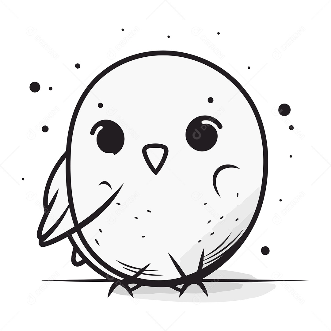 Coruja Fofa de Desenho Animado Ilustração Vetor EPS