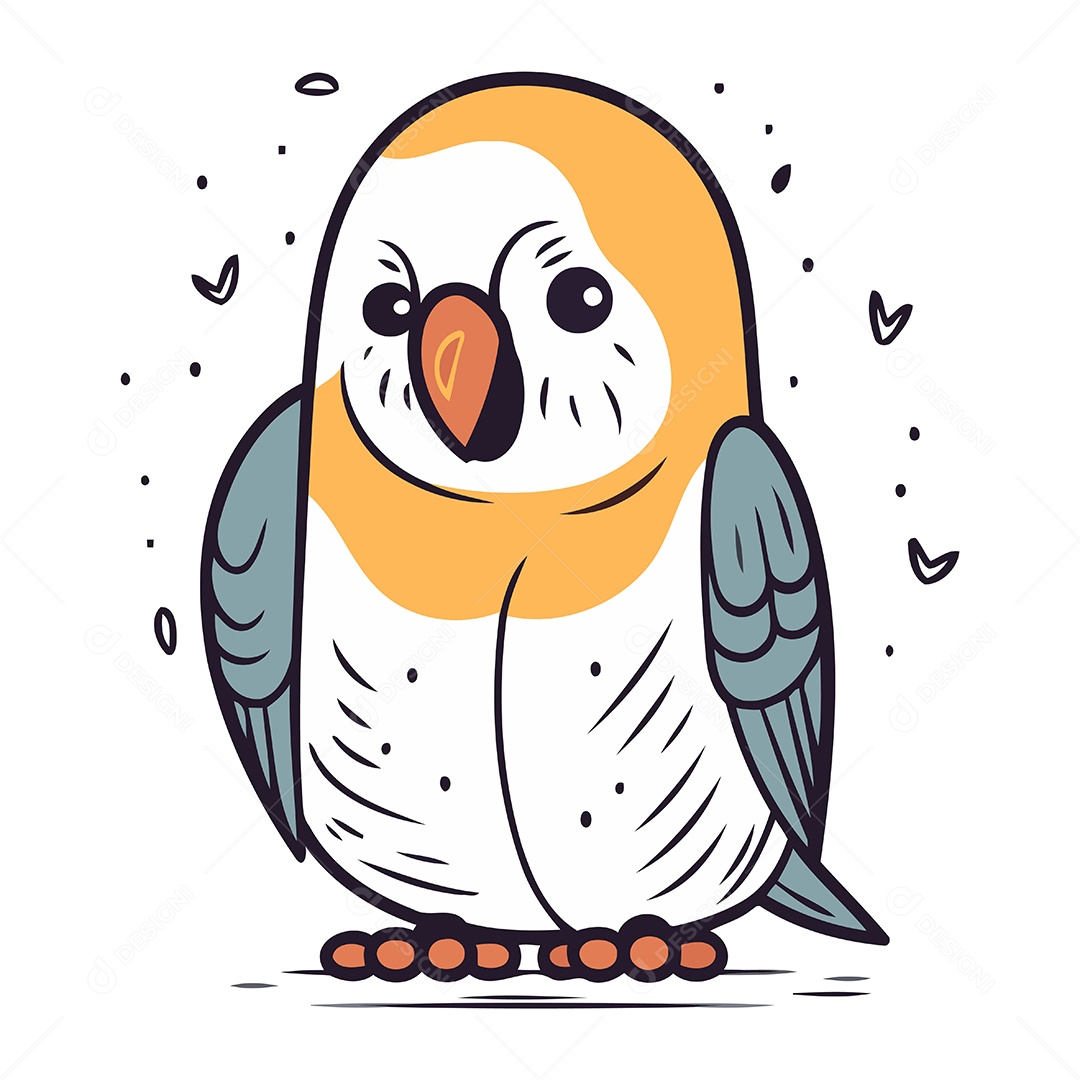 Papagaio Bonito de Desenho Animado Ilustração Vetor EPS