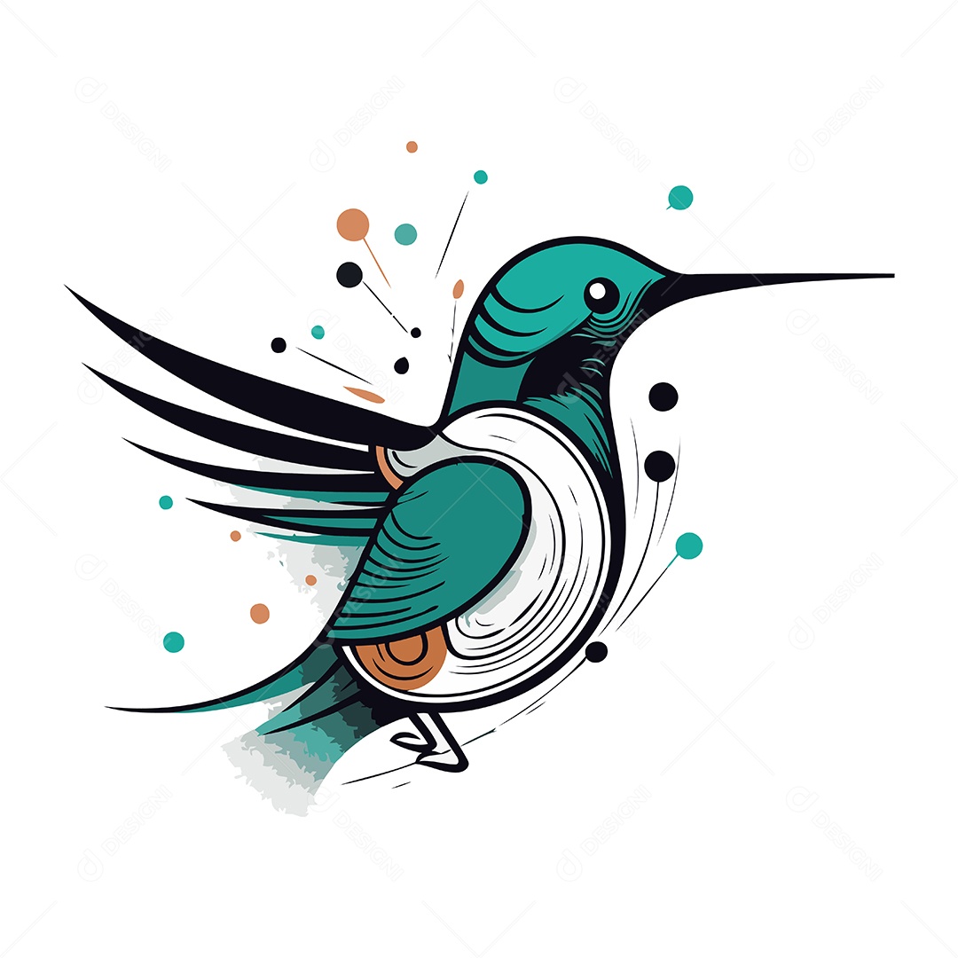 Pássar Beija Flor de Desenho Animado Ilustração Vetor EPS