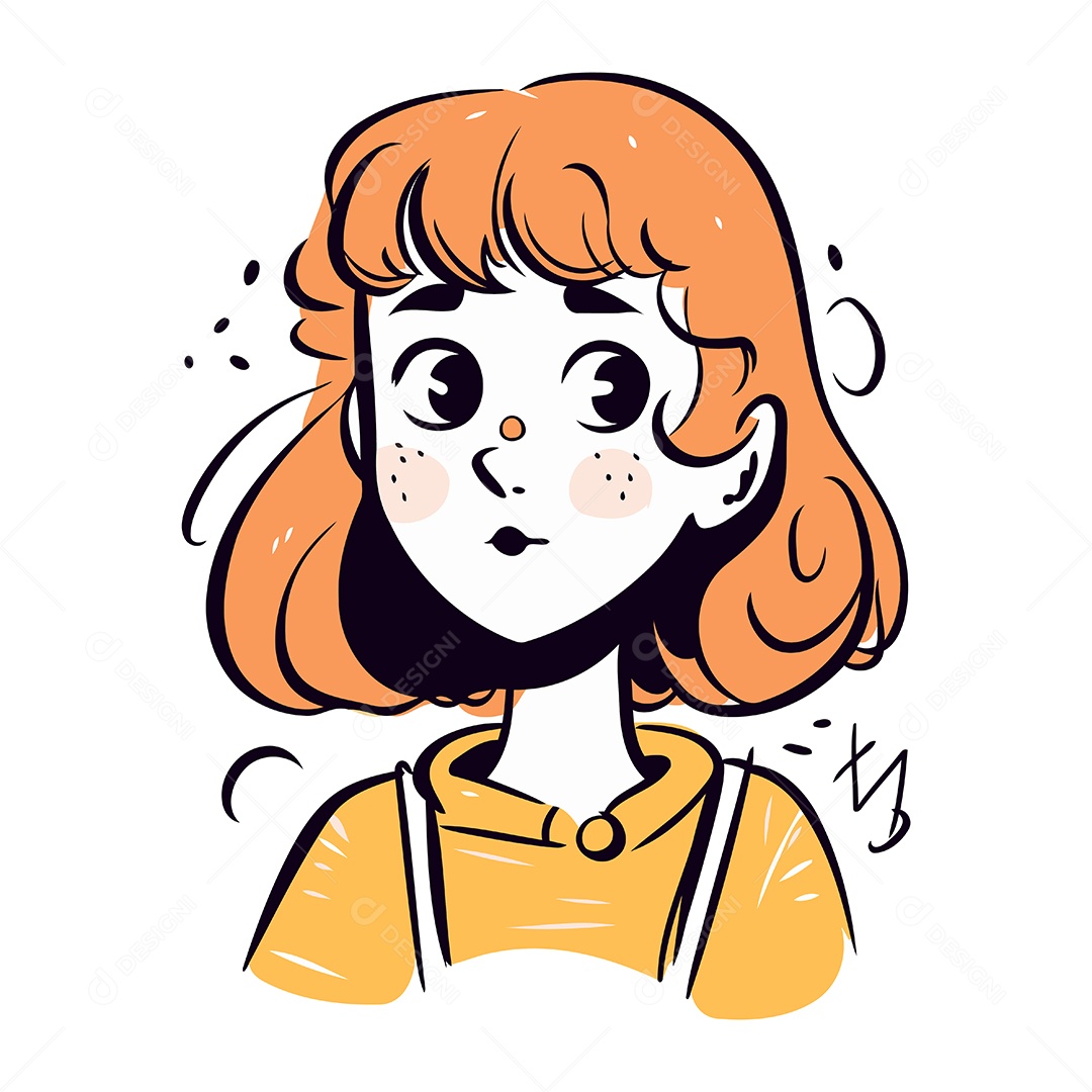 Linda Garota de Desenho Animado Ilustração Vetor EPS