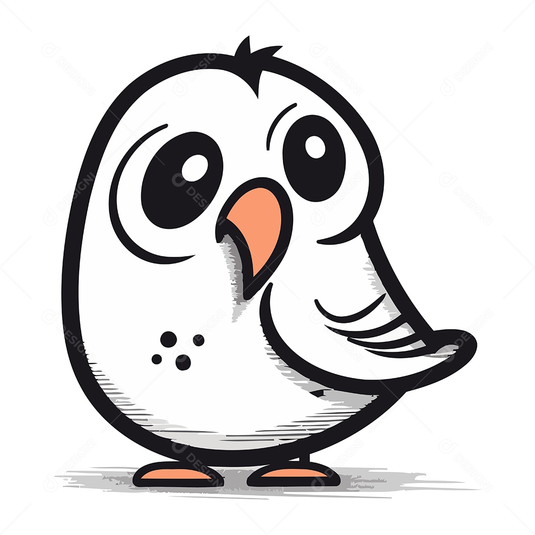 Pássaro Bonito de Desenho Animado Ilustração Vetor EPS