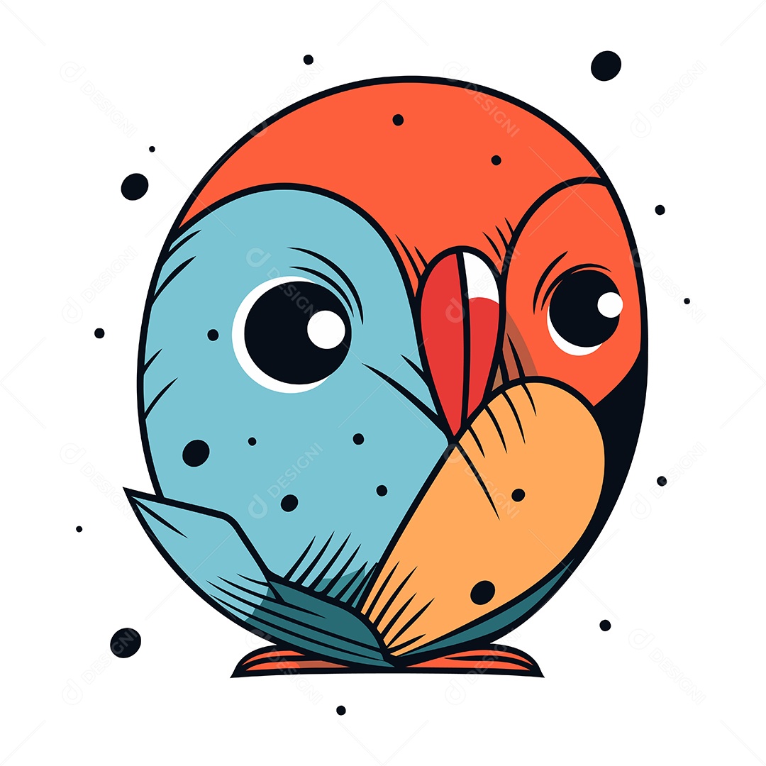 Papagaio Bonito de Desenho Animado Ilustração Vetor EPS