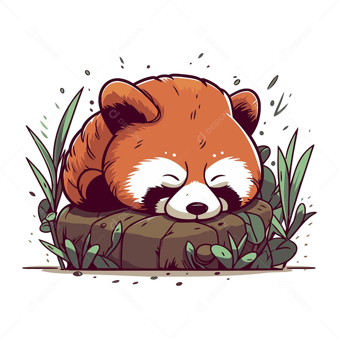 Panda Vermelho Fofo de Desenho Animado Ilustração Vetor EPS