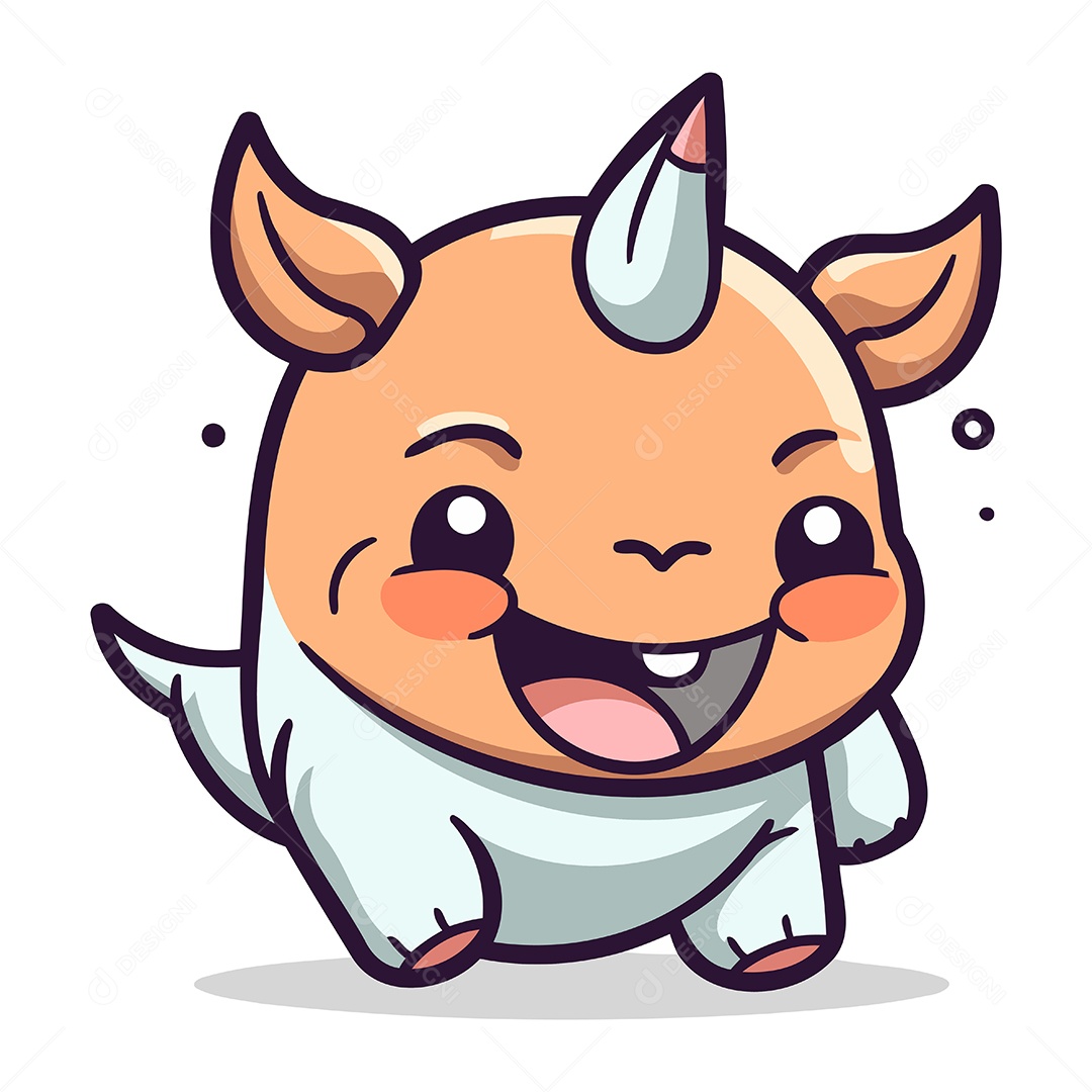 Rinocerontede Fofo Desenho Animado Ilustração Vetor EPS