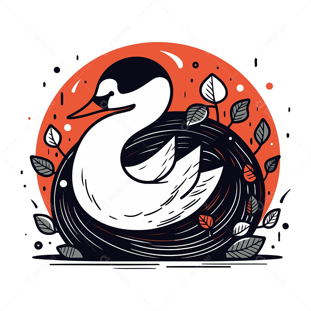 Cisne de Desenho Animado Ilustração Vetor EPS