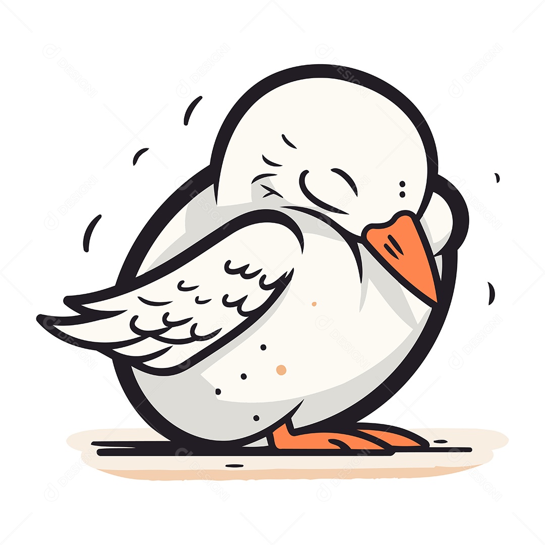 Pinguim Fofo de Desenho Animado Ilustração Vetor EPS