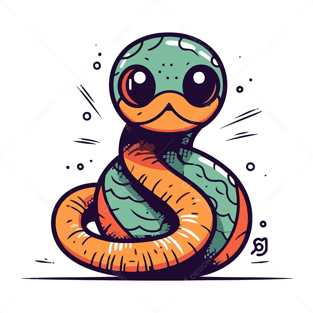 Cobra Fofa de Desenho Animado Ilustração Vetor EPS