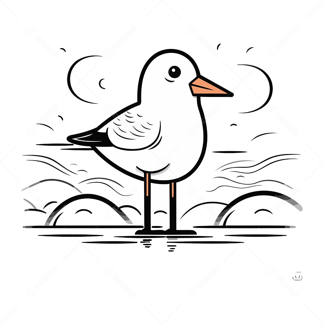 Gaivota de Desenho Animado Ilustração Vetor EPS