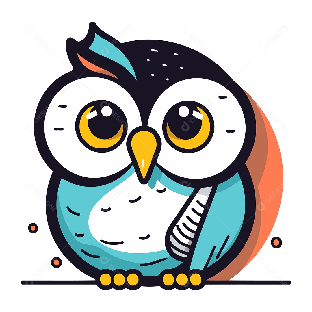 Pinguim Bonito de Desenho Animado Ilustração Vetor EPS